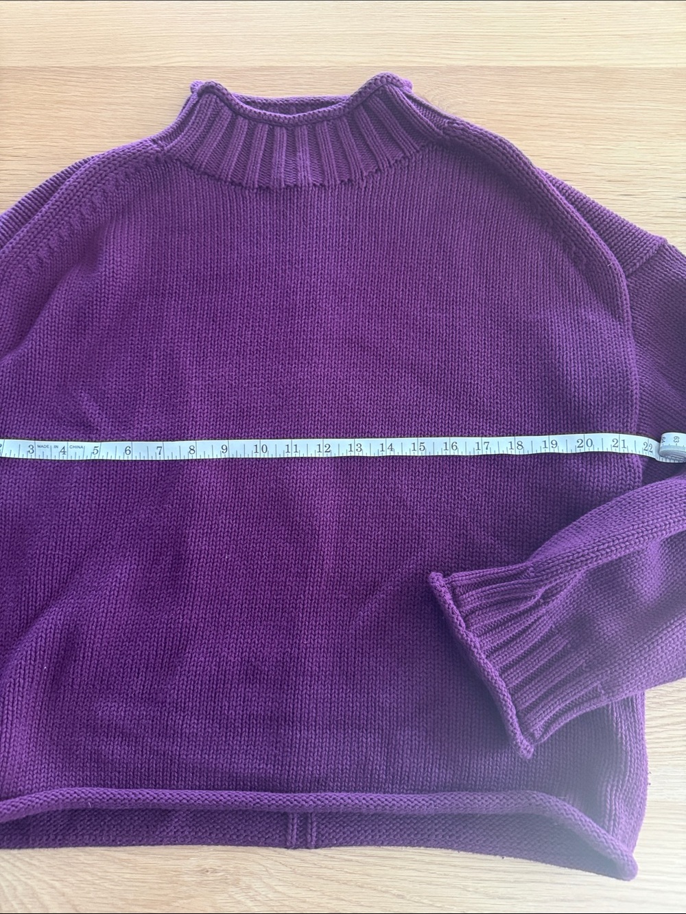 J. Crew Purple Roll Neck Mock Neck 100% Cotton Knit Sweater - Picture 4 of 5